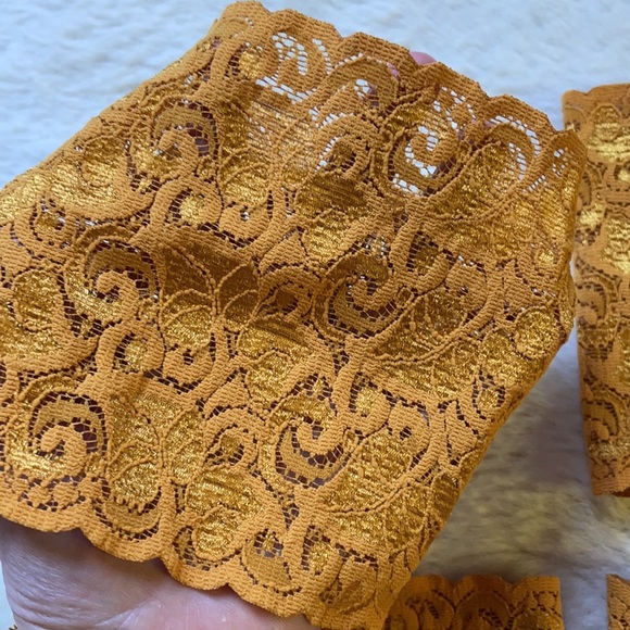 Gold Mustard Lace Boot Cuffs - Picture 5 of 8